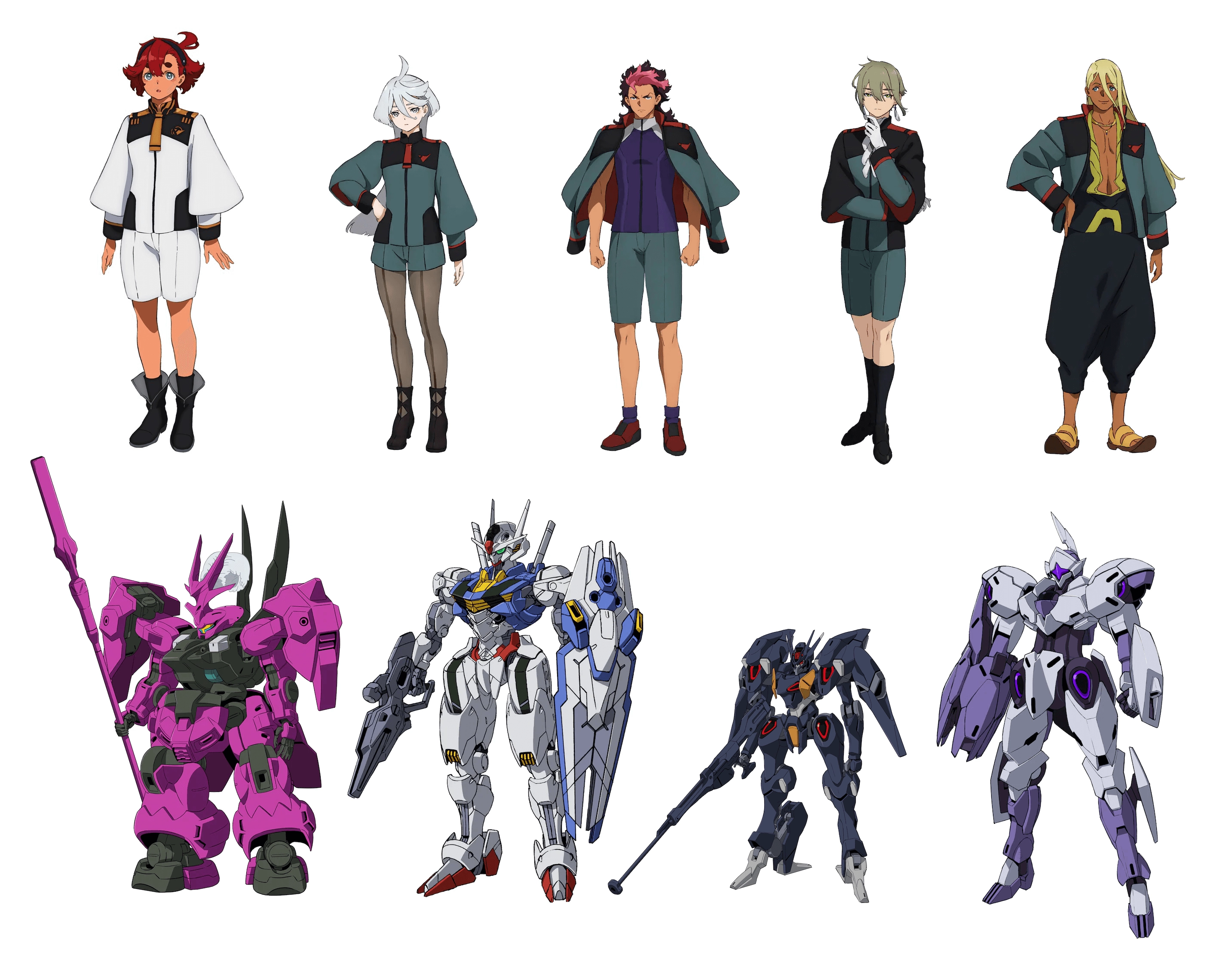 Diseños de los personajes de Gundam: The Witch from Mercury