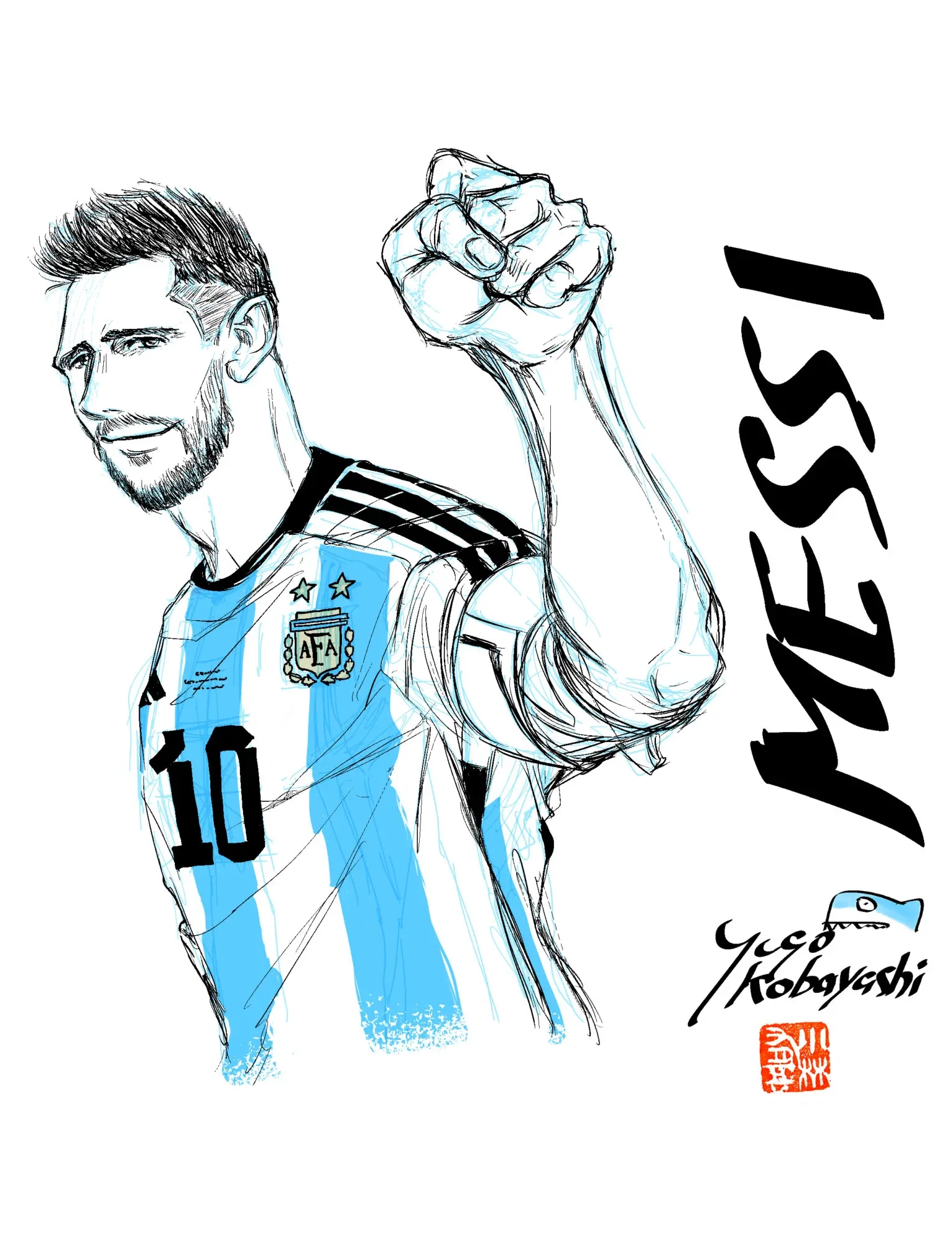 Messi en estilo anime por el autor de Ao Ashi